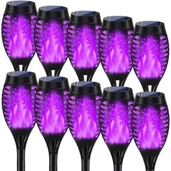 Halloween Decor, 10Pack Purple Outdoor Halloween Lights with Flickering Flame - Picture 1 of 7